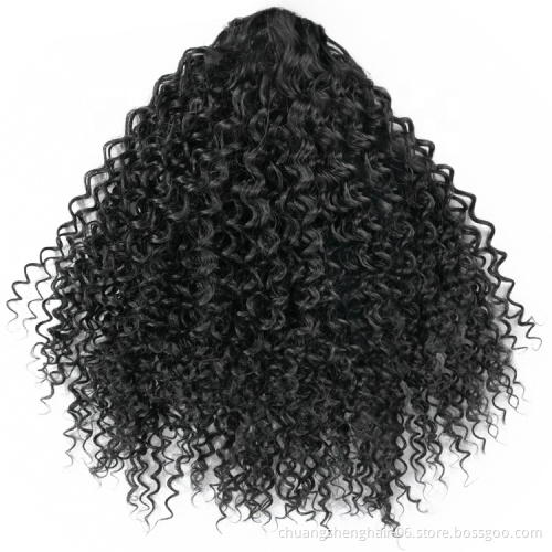 African female wig Braided Clip In Bouncy Black Wave Wig Holder Drawstring Afro Long Extensions Synthetic Curly Hair Ponytails
